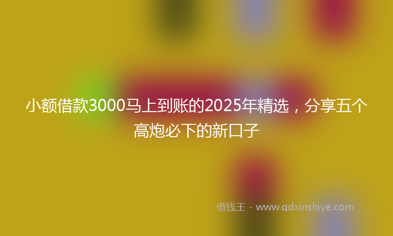 小额借款3000马上到账的2025年精选，分享五个高炮必下的新口子