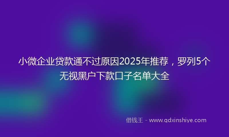 小微企业贷款通不过原因2025年推荐，罗列5个无视黑户下款口子名单大全