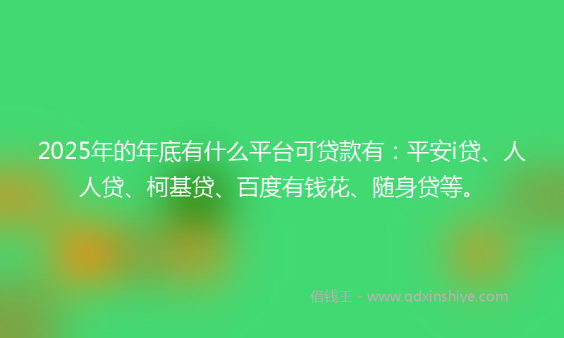 2025年的年底有什么平台可贷款有：平安i贷、人人贷、柯基贷、百度有钱花、随身贷等。