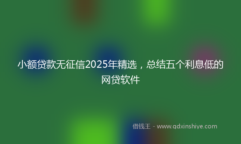 小额贷款无征信2025年精选，总结五个利息低的网贷软件