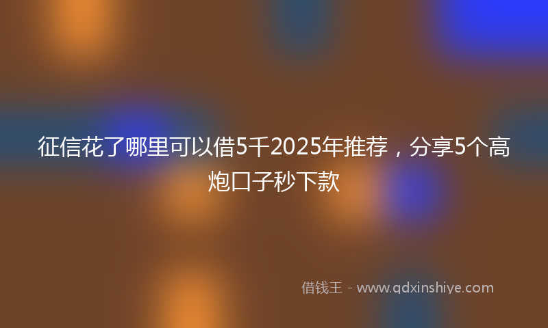 征信花了哪里可以借5千2025年推荐，分享5个高炮口子秒下款