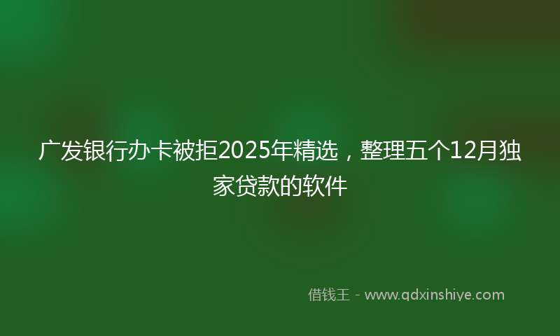 广发银行办卡被拒2025年精选，整理五个12月独家贷款的软件