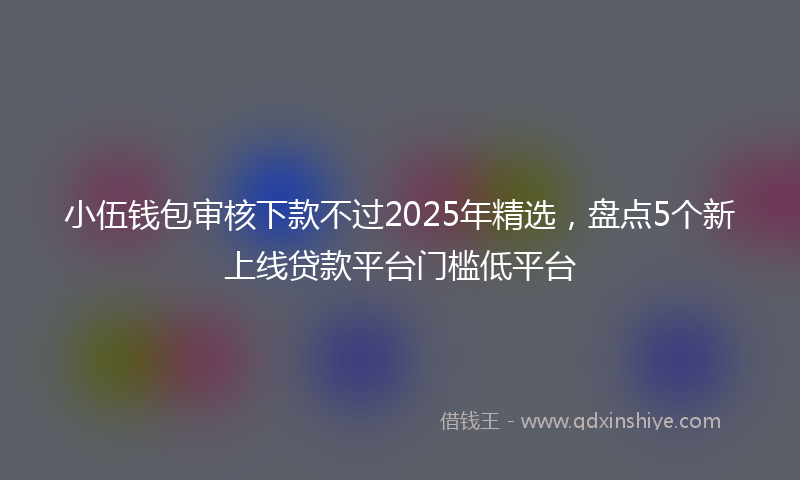小伍钱包审核下款不过2025年精选，盘点5个新上线贷款平台门槛低平台