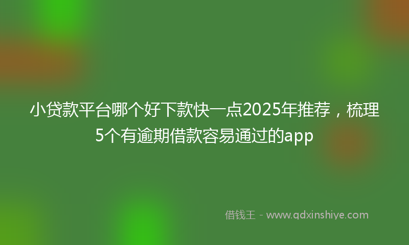 小贷款平台哪个好下款快一点2025年推荐，梳理5个有逾期借款容易通过的app