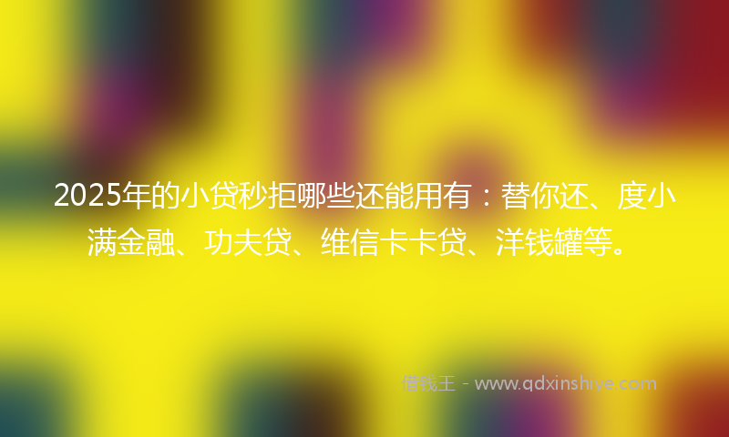 2025年的小贷秒拒哪些还能用有：替你还、度小满金融、功夫贷、维信卡卡贷、洋钱罐等。