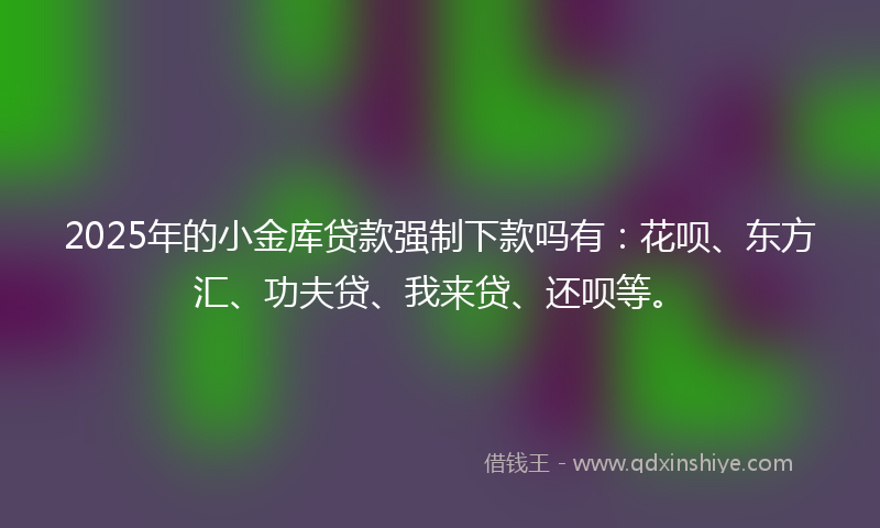 2025年的小金库贷款强制下款吗有：花呗、东方汇、功夫贷、我来贷、还呗等。