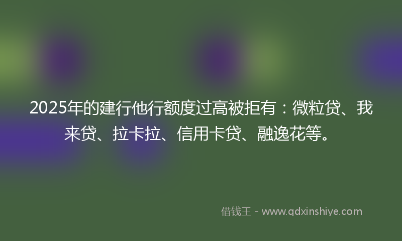 2025年的建行他行额度过高被拒有：微粒贷、我来贷、拉卡拉、信用卡贷、融逸花等。