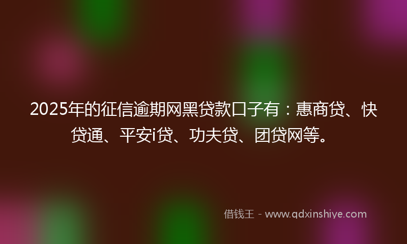 2025年的征信逾期网黑贷款口子有：惠商贷、快贷通、平安i贷、功夫贷、团贷网等。