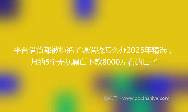 平台借贷都被拒绝了想借钱怎么办2025年精选，归纳5个无视黑白下款8000左右的口子