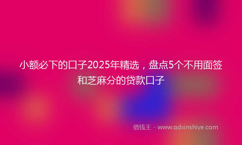 小额必下的口子2025年精选，盘点5个不用面签和芝麻分的贷款口子