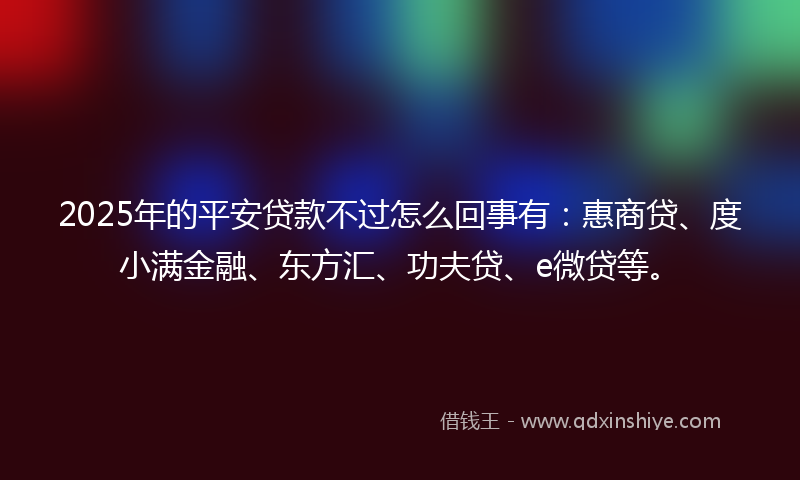 2025年的平安贷款不过怎么回事有：惠商贷、度小满金融、东方汇、功夫贷、e微贷等。