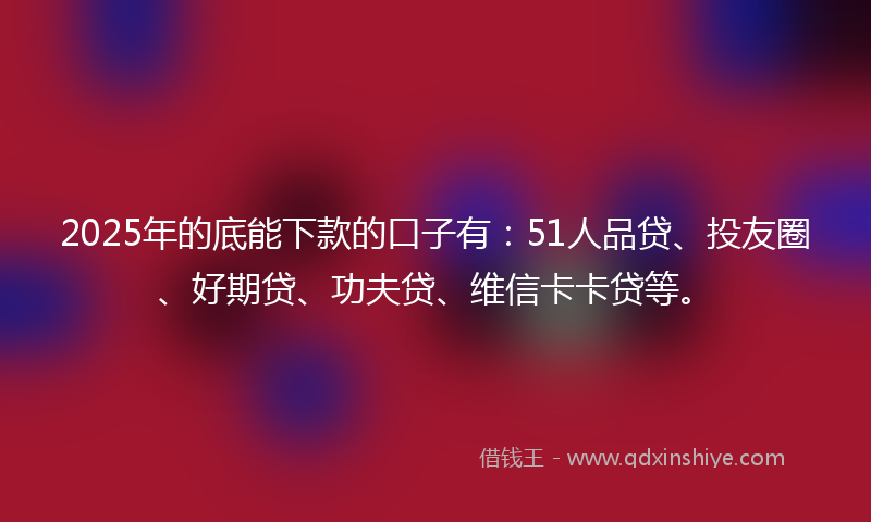 2025年的底能下款的口子有：51人品贷、投友圈、好期贷、功夫贷、维信卡卡贷等。