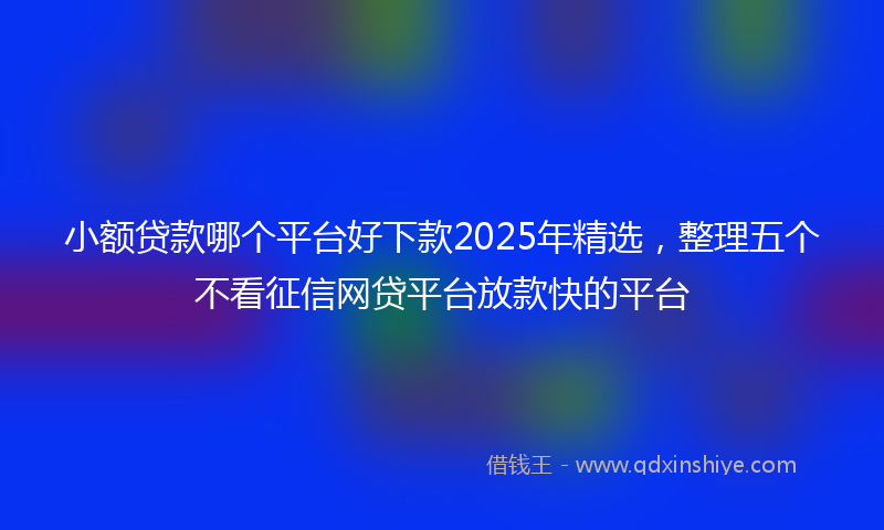 小额贷款哪个平台好下款2025年精选，整理五个不看征信网贷平台放款快的平台