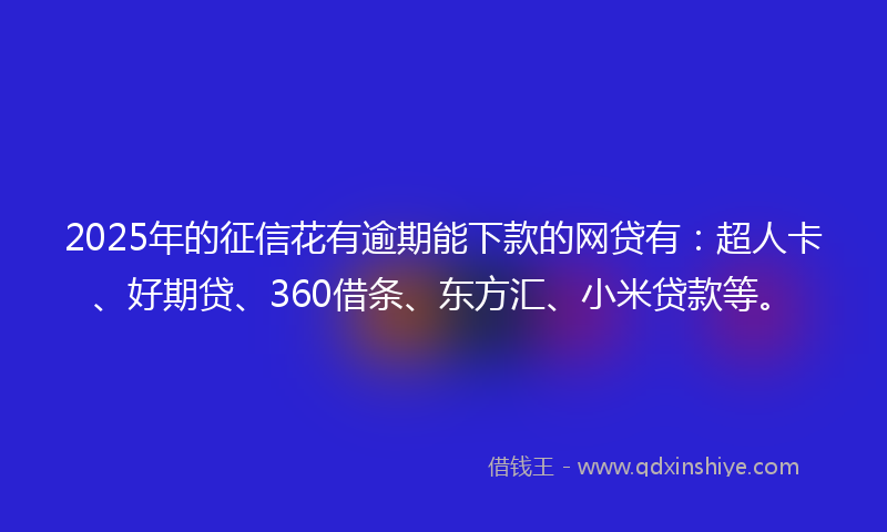 2025年的征信花有逾期能下款的网贷有：超人卡、好期贷、360借条、东方汇、小米贷款等。