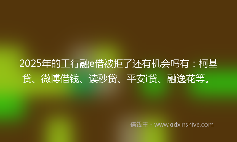 2025年的工行融e借被拒了还有机会吗有：柯基贷、微博借钱、读秒贷、平安i贷、融逸花等。