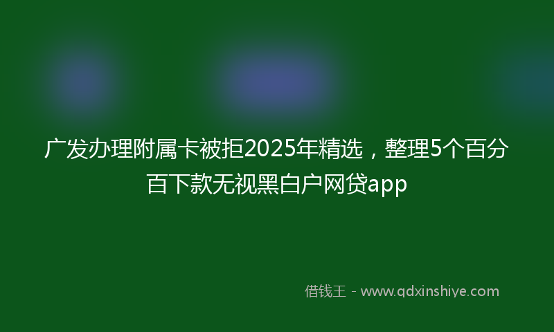 广发办理附属卡被拒2025年精选，整理5个百分百下款无视黑白户网贷app