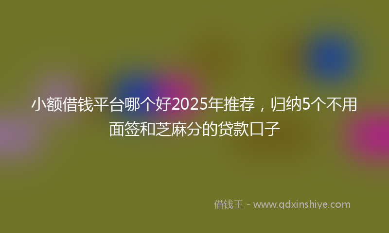 小额借钱平台哪个好2025年推荐，归纳5个不用面签和芝麻分的贷款口子