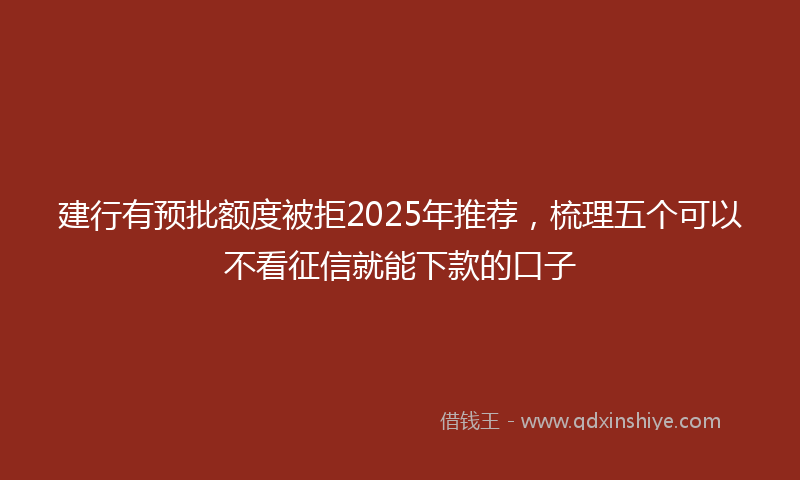 建行有预批额度被拒2025年推荐，梳理五个可以不看征信就能下款的口子