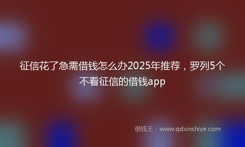 征信花了急需借钱怎么办2025年推荐，罗列5个不看征信的借钱app