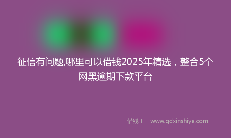 征信有问题,哪里可以借钱2025年精选，整合5个网黑逾期下款平台