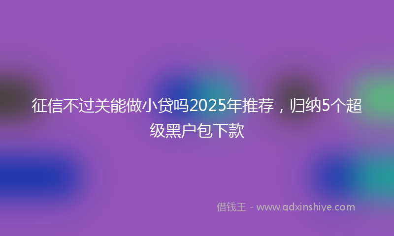 征信不过关能做小贷吗2025年推荐，归纳5个超级黑户包下款