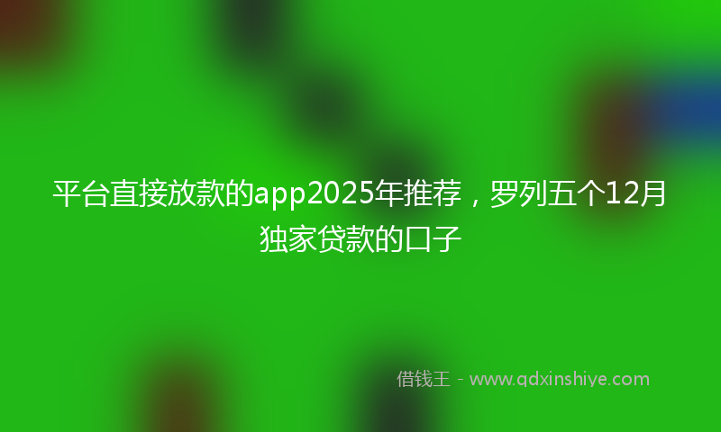 平台直接放款的app2025年推荐，罗列五个12月独家贷款的口子