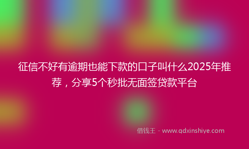 征信不好有逾期也能下款的口子叫什么2025年推荐，分享5个秒批无面签贷款平台