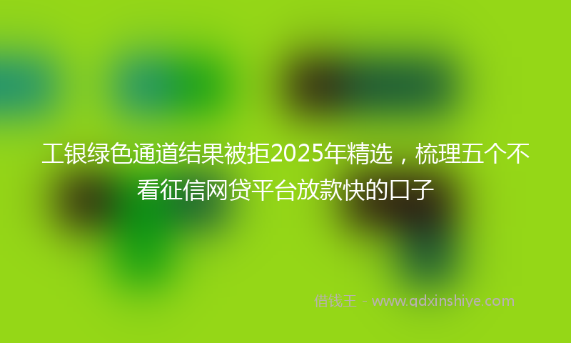 工银绿色通道结果被拒2025年精选，梳理五个不看征信网贷平台放款快的口子