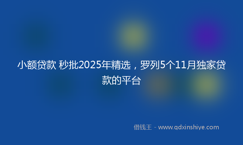 小额贷款 秒批2025年精选，罗列5个11月独家贷款的平台