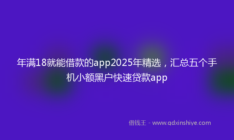 年满18就能借款的app2025年精选，汇总五个手机小额黑户快速贷款app