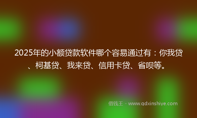 2025年的小额贷款软件哪个容易通过有：你我贷、柯基贷、我来贷、信用卡贷、省呗等。