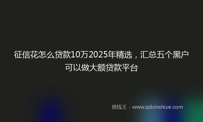 征信花怎么贷款10万2025年精选，汇总五个黑户可以做大额贷款平台