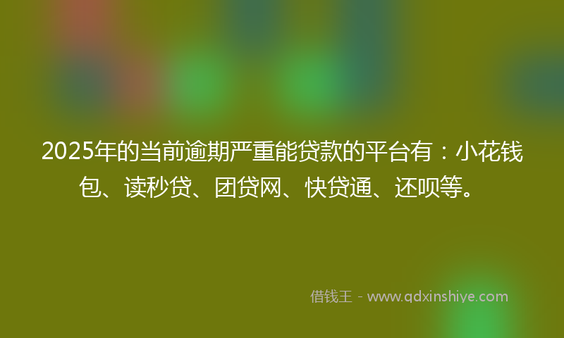 2025年的当前逾期严重能贷款的平台有：小花钱包、读秒贷、团贷网、快贷通、还呗等。