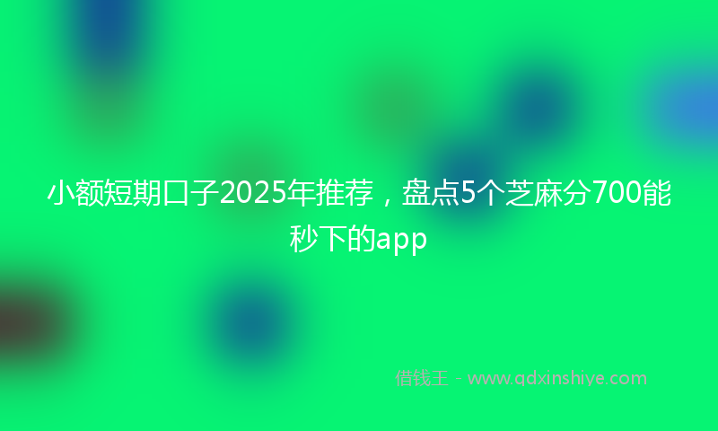 小额短期口子2025年推荐，盘点5个芝麻分700能秒下的app