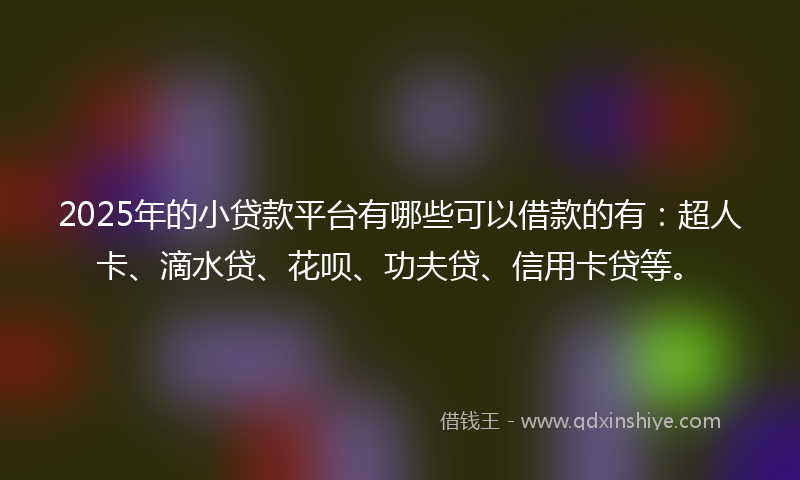 2025年的小贷款平台有哪些可以借款的有：超人卡、滴水贷、花呗、功夫贷、信用卡贷等。