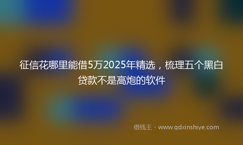 征信花哪里能借5万2025年精选，梳理五个黑白贷款不是高炮的软件