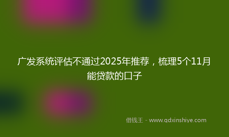 广发系统评估不通过2025年推荐，梳理5个11月能贷款的口子