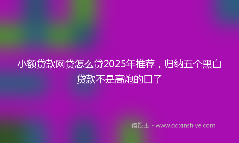 小额贷款网贷怎么贷2025年推荐，归纳五个黑白贷款不是高炮的口子