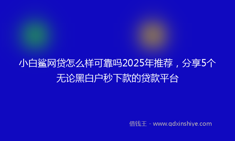 小白鲨网贷怎么样可靠吗2025年推荐，分享5个无论黑白户秒下款的贷款平台