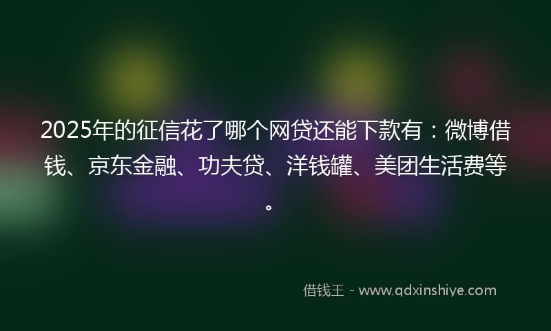 2025年的征信花了哪个网贷还能下款有：微博借钱、京东金融、功夫贷、洋钱罐、美团生活费等。