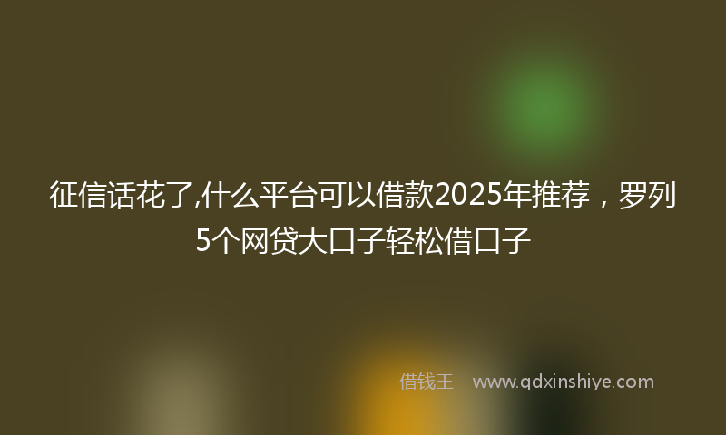 征信话花了,什么平台可以借款2025年推荐，罗列5个网贷大口子轻松借口子