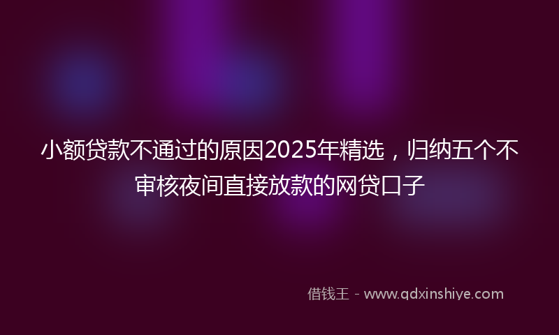 小额贷款不通过的原因2025年精选，归纳五个不审核夜间直接放款的网贷口子