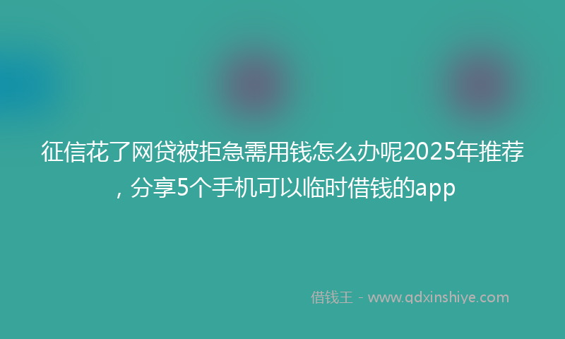 征信花了网贷被拒急需用钱怎么办呢2025年推荐，分享5个手机可以临时借钱的app