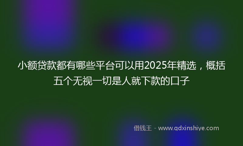 小额贷款都有哪些平台可以用2025年精选，概括五个无视一切是人就下款的口子