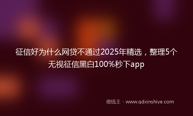 征信好为什么网贷不通过2025年精选，整理5个无视征信黑白100%秒下app