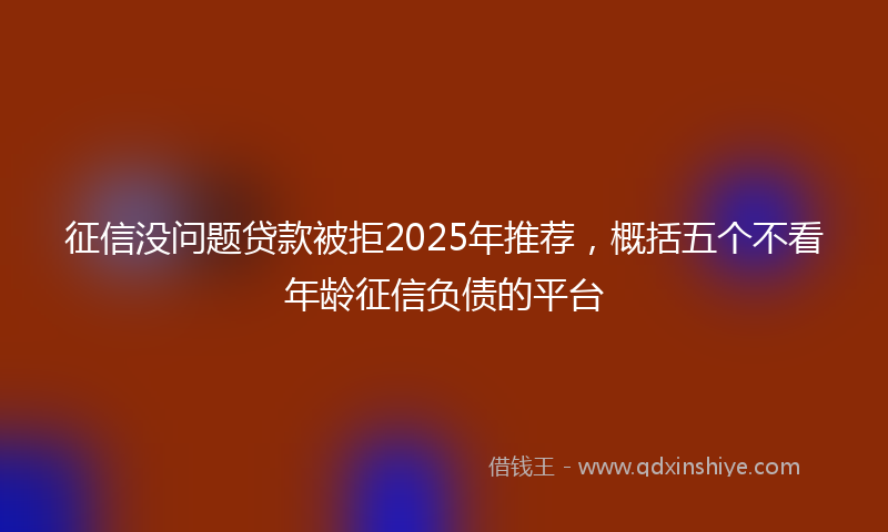 征信没问题贷款被拒2025年推荐，概括五个不看年龄征信负债的平台