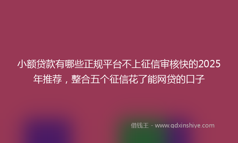 小额贷款有哪些正规平台不上征信审核快的2025年推荐，整合五个征信花了能网贷的口子