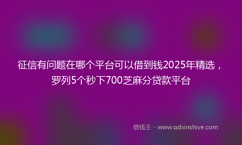 征信有问题在哪个平台可以借到钱2025年精选，罗列5个秒下700芝麻分贷款平台