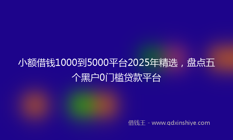 小额借钱1000到5000平台2025年精选，盘点五个黑户0门槛贷款平台