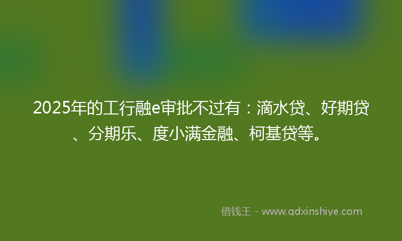 2025年的工行融e审批不过有：滴水贷、好期贷、分期乐、度小满金融、柯基贷等。